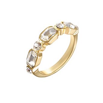 City Luxe Gold Tone Blue & Clear Crystal Ring