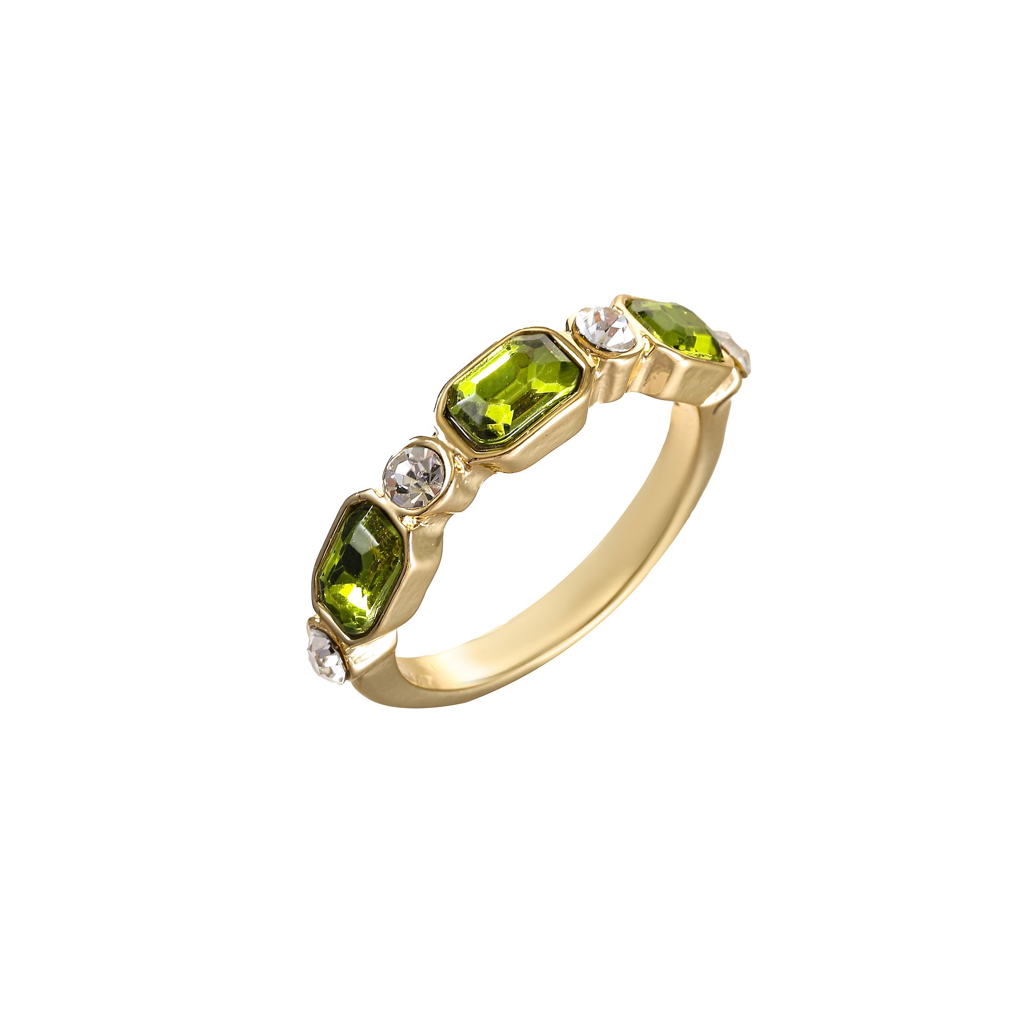 City Luxe Gold Tone Blue & Clear Crystal Ring, Womens, Size: 8, August