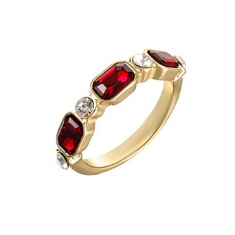 City Luxe Gold Tone Blue & Clear Crystal Ring