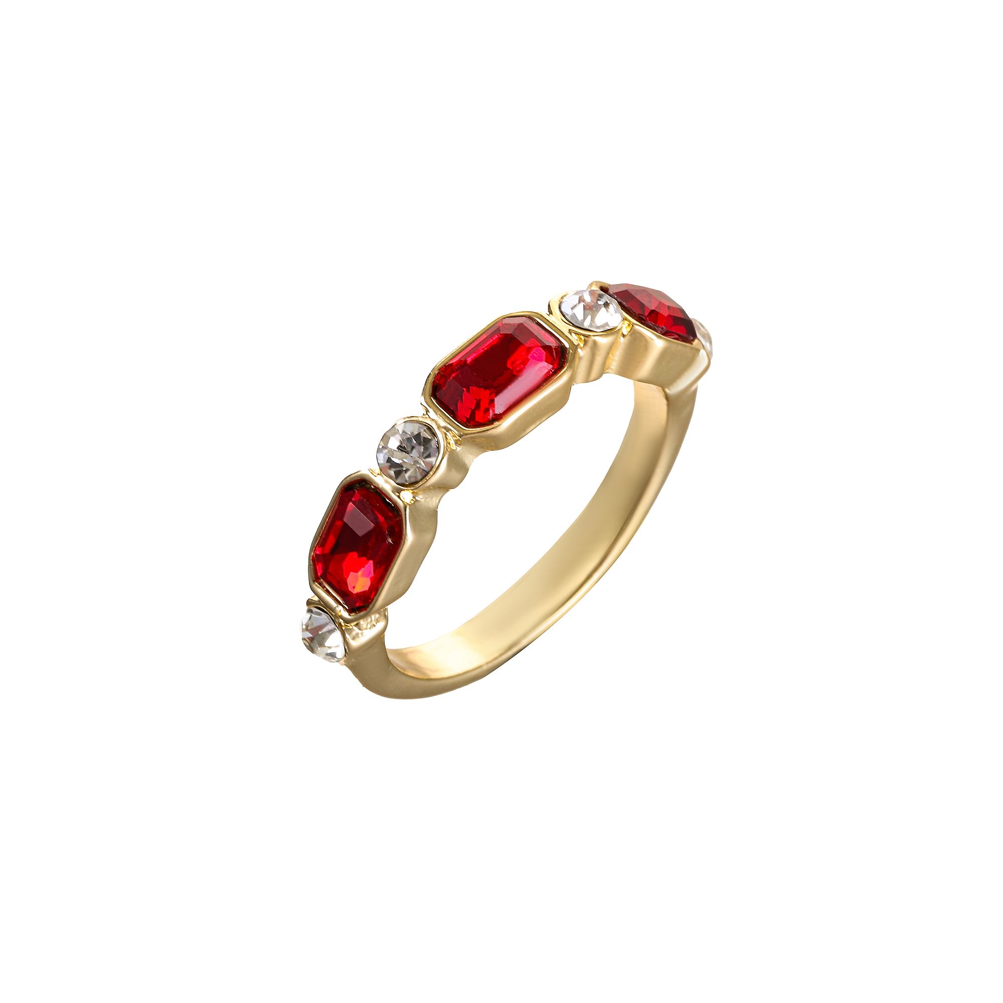 City Luxe Gold Tone Blue & Clear Crystal Ring, Womens, Size: 8, July
