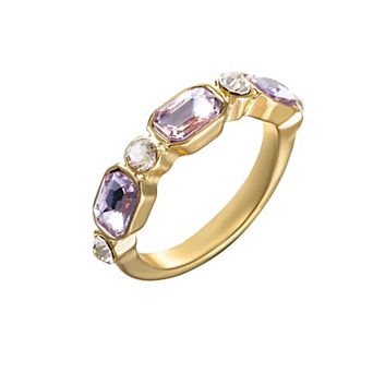 City Luxe Gold Tone Blue & Clear Crystal Ring