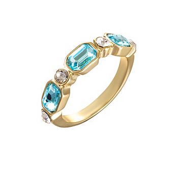 City Luxe Gold Tone Blue & Clear Crystal Ring