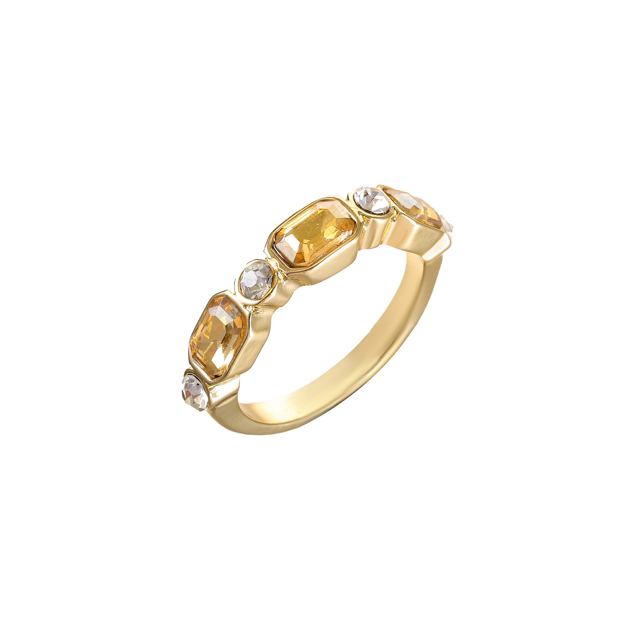City Luxe Gold Tone Blue & Clear Crystal Ring, Womens, Size: 8, November