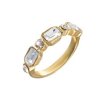 City Luxe Gold Tone Blue & Clear Crystal Ring