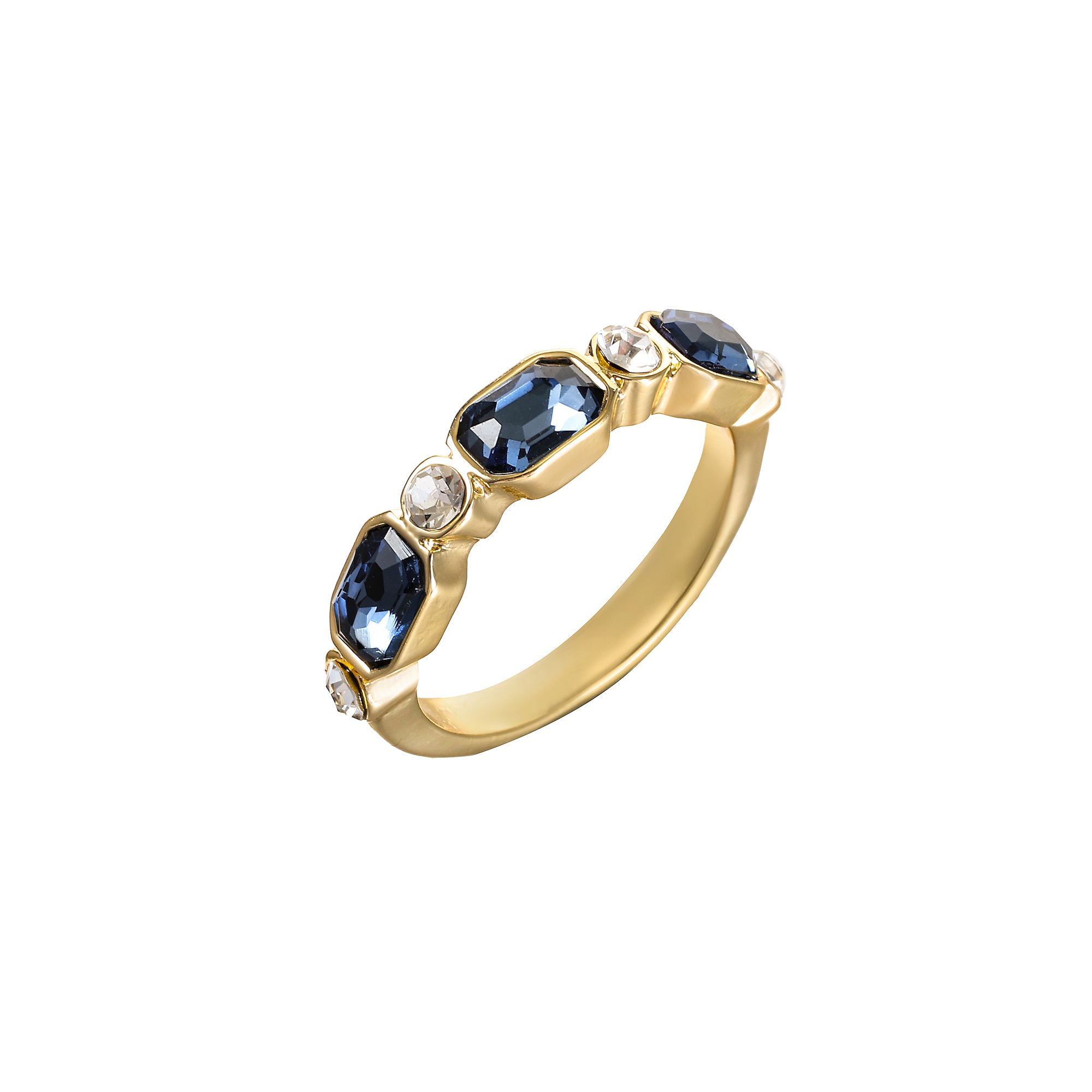City Luxe Gold Tone Blue & Clear Crystal Ring, Womens, Size: 8, September