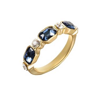 City Luxe Gold Tone Blue & Clear Crystal Ring