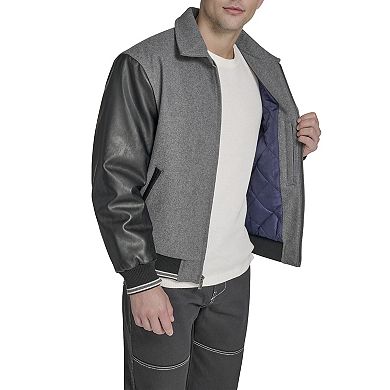 Men's Champion Letterman Varsity Bomber with Faux Leather Sleeves