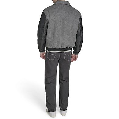 Men's Champion Letterman Varsity Bomber with Faux Leather Sleeves