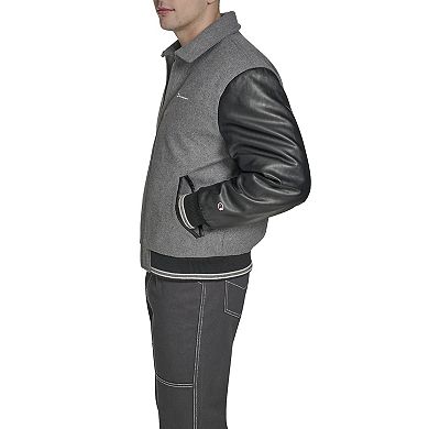 Men's Champion Letterman Varsity Bomber with Faux Leather Sleeves