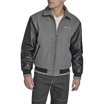 Men's Champion Letterman Varsity Bomber with Faux Leather Sleeves