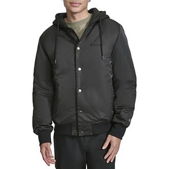 Men's Champion® Hooded Varsity Bomber Jacket with Quilted Lining