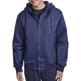 Men's Champion® Hooded Varsity Bomber Jacket with Quilted Lining