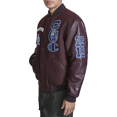 Men's Champion Letterman Varsity Bomber Jacket with Patches