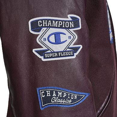 Men's Champion Letterman Varsity Bomber Jacket with Patches