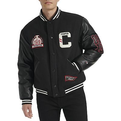 Men s Champion Letterman Varsity Bomber Jacket with Patches