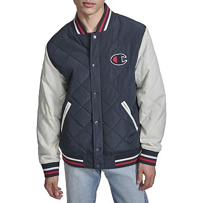 Men s Champion Retro Diamond Quilted Bomber Varsity Jacket
