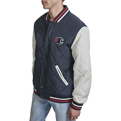 Men's Champion Retro Diamond Quilted Bomber Varsity Jacket