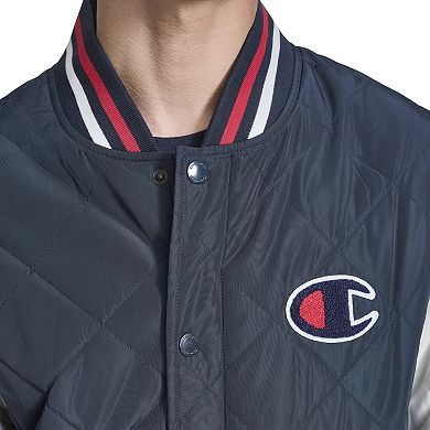 Men's Champion Retro Diamond Quilted Bomber Varsity Jacket