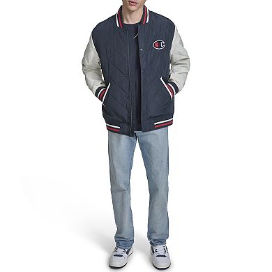 Men's Champion Retro Diamond Quilted Bomber Varsity Jacket
