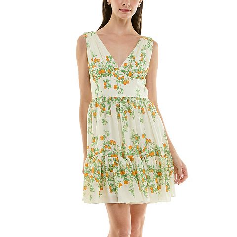 Женские платья Taylor Women's Taylor V-Neck Flounce Hem Mini Dress