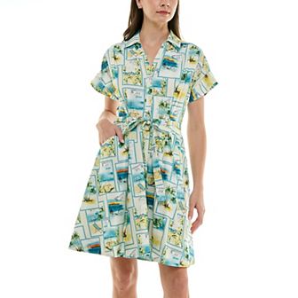 Women's Taylor Fit & Flare Tie Waist Shirt Dress