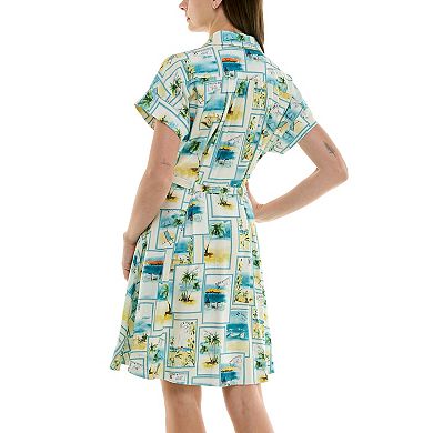 Women's Taylor Fit & Flare Tie Waist Shirt Dress