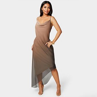 Women's bebe Ombre Asymmetrical Chiffon Dress