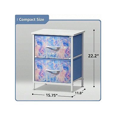 Sorbus 2 Drawers Nightstand With Steel Frame, Wood Top - Great For Home, Bedroom, Office & More
