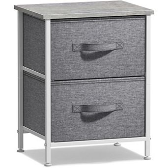 Sorbus 2 Drawers Nightstand With Steel Frame, Wood Top - Great For Home, Bedroom, Office & More