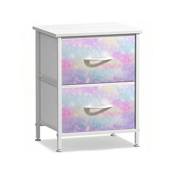 Sorbus 2 Drawers Nightstand With Steel Frame, Wood Top - Great For Home, Bedroom, Office & More