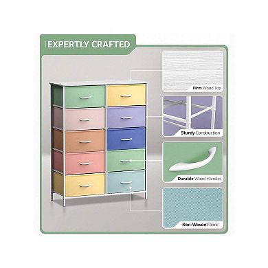 Sorbus 10 Drawers Storage Dresser For Bedroom, Closet, Office Organization - Steel Frame, Wood Top