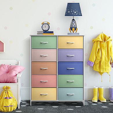 Sorbus 10 Drawers Storage Dresser For Bedroom, Closet, Office Organization - Steel Frame, Wood Top