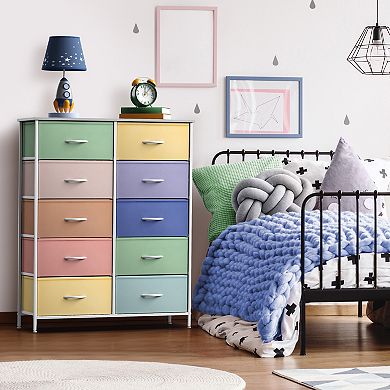 Sorbus 10 Drawers Storage Dresser For Bedroom, Closet, Office Organization - Steel Frame, Wood Top