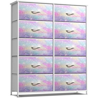 Sorbus 10 Drawers Storage Dresser For Bedroom, Closet, Office Organization - Steel Frame, Wood Top