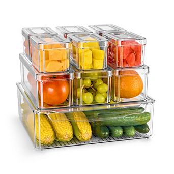 Sorbus 10 pc Clear Stackable Pantry Storage Bins With Lids -perfect For Kitchen Organization