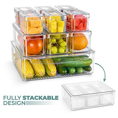 Sorbus 10 Piece Clear Stackable Pantry Storage Bins With Lids -perfect For Kitchen Organization