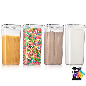 Sorbus 4 Pack Airtight Cereal Dispenser Set With Lids -easy Pour, Store Dry Food, Rice Pasta & More