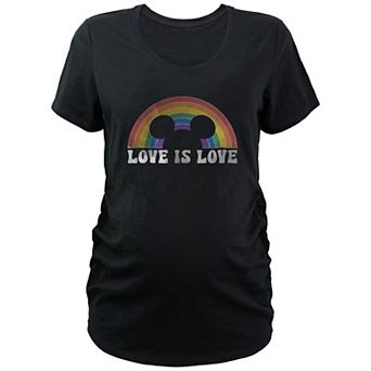 Disney's Mickey Mouse Love Is Love Rainbow Maternity Graphic Tee