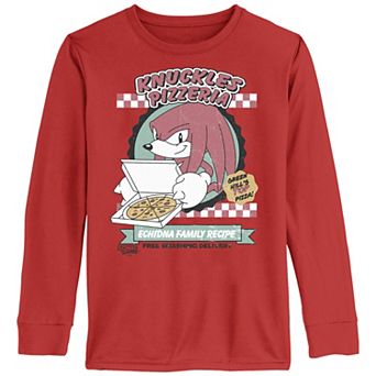 Boys 8-20 Sonic The Hedgehog Knuckles Pizzeria Long Sleeve Graphic Tee