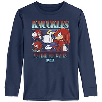 Boys 8-20 Sonic The Hedgehog Knuckles No Time For Games Long Sleeve Graphic Tee