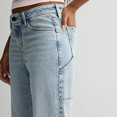 Juniors' SO® Mid Rise Curvy Baggy Carpenter Pants