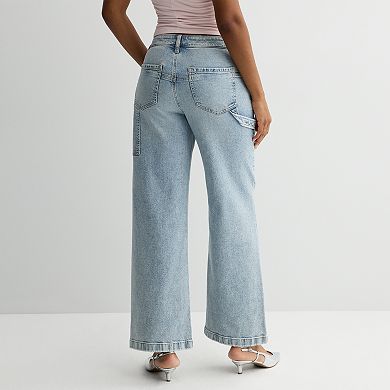 Juniors' SO® Mid Rise Curvy Baggy Carpenter Pants