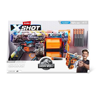 XSHOT Jurassic World Skins Dread Blaster Toy with 12 Darts