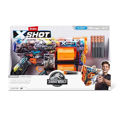 XSHOT Jurassic World Skins Dread Blaster Toy with 12 Darts