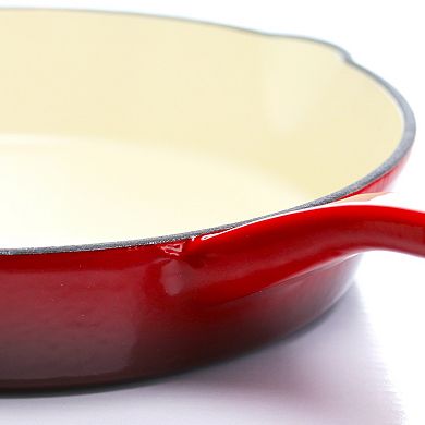 8 in. Round Enameled Cast Iron Skillet in Scarlet Red