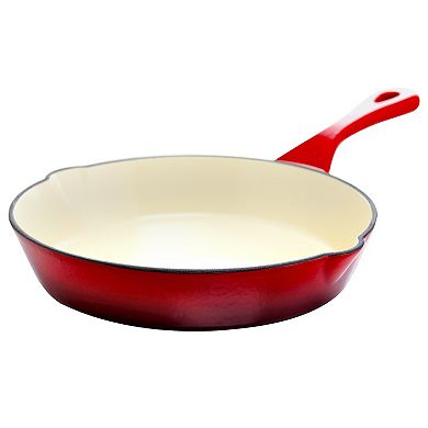 8 in. Round Enameled Cast Iron Skillet in Scarlet Red
