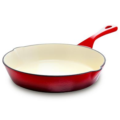 8 in. Round Enameled Cast Iron Skillet in Scarlet Red