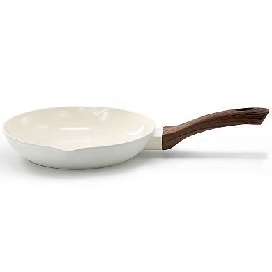 Amberg Choice 9.5 Inch Ceramic Nonstick Forged Aluminum Frying Pan in Off-White
