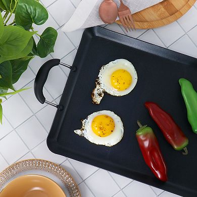 Clairborne 19 x 11.6 Inch Nonstick Double Burner Rectangular Griddle Pan in Charcoal Gray