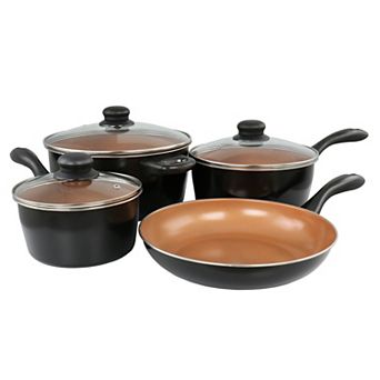 7 pc Carbon Steel Nonstick Cookware Set in Black and Copper